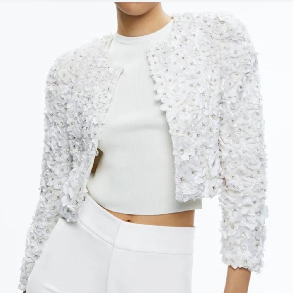 Alice + Olivia Lorna Embellished Cropped Jacket